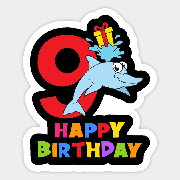 9th Birthday Party 9 Year Old Nine Years Sticker by KidsBirthdayPartyShirts